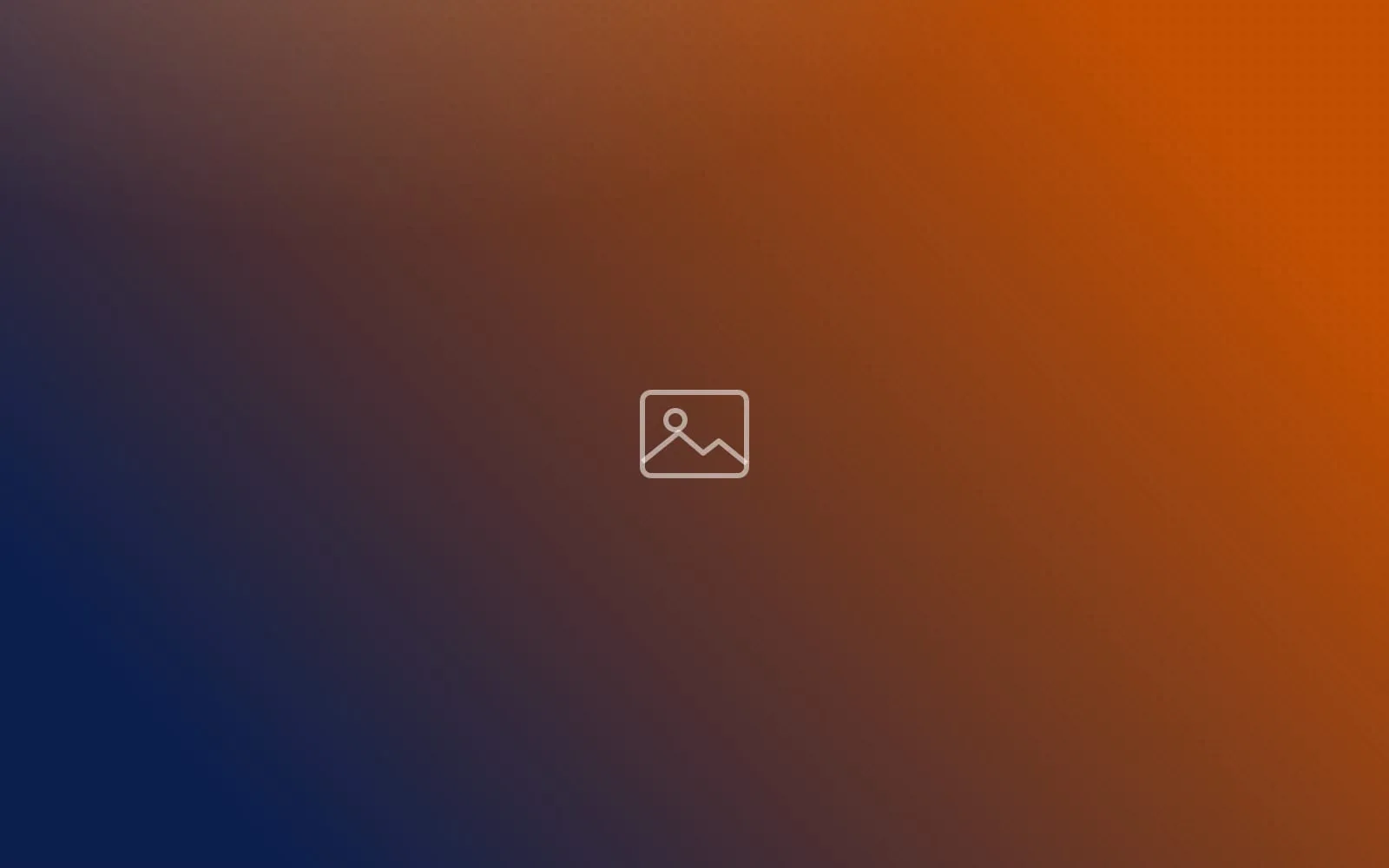 Ilustração provisória abstrata em degradê de azul-marinho e laranja, com textura de retícula